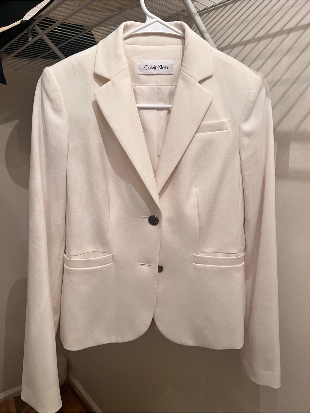Calvin Klein Women's Ivory Two-Button Blazer beautiful